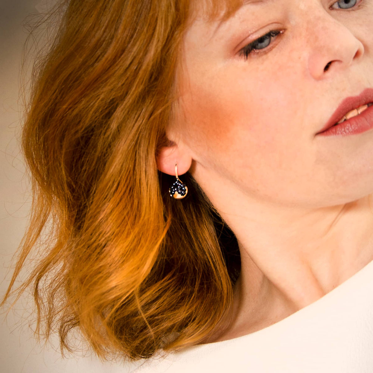 Silver Leaf Blackberries drop earrings